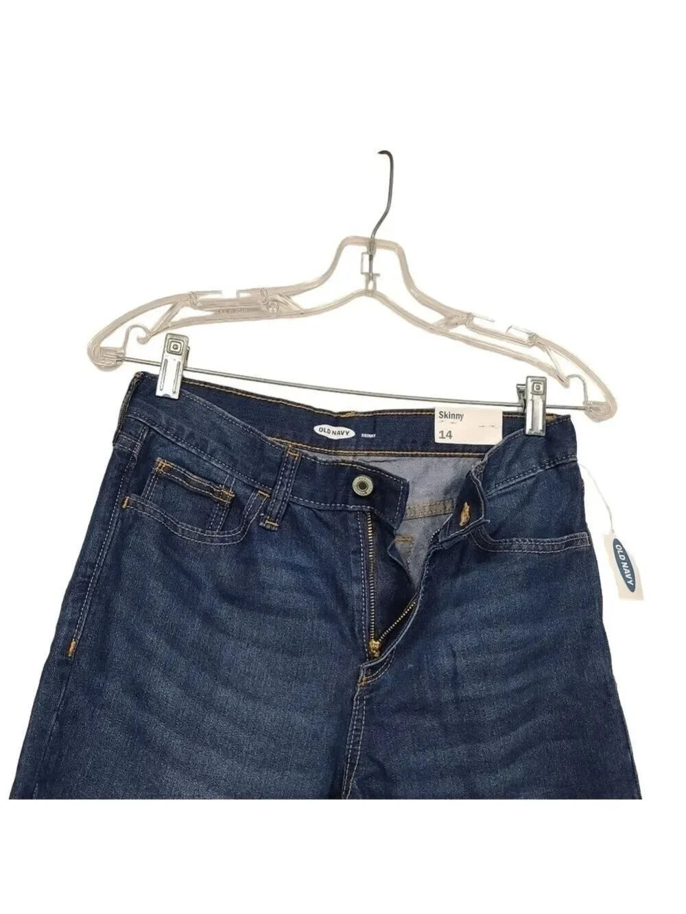 NWT Old Navy Skinny Blue Med Wash Adjustable Waist Jeans 14